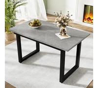Lexiou Tavolo da pranzo espandibile, L140/180 x W80 x 75, stile industriale, rettangolare, per il tempo libero, moderno, semplice tavolo da pranzo in ferro, effetto cemento+nero