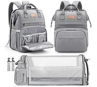 LexiRoman Zaino per pannolini Zaino multifunzione per pannolini di grande capacità con fasciatoio Borsa per neonati per mamme papà, Grigio, Zaini da viaggio