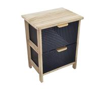 milani home - Mobiletto in Legno con 2 cassetti cm 34 l x 25 p x 43,5 HDI coloreNero