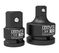 Lexivon, Adattatore a bussola a impatto da 1,3 e 1,9 cm, set da 2 pezzi, riduttore e aumentatore da 1,3-1,9 cm in acciaio al cromo-molibdeno = completamente resistente agli urti (LX-403)