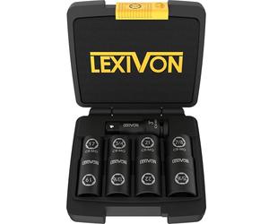 LEXIVON Lug Nut Impact Socket Set, 1/2-Inch Drive | Innovative 8-IN-4 Flip Socket Design, Covers Most Commonly Used Inch & Metric Wheel Nuts | Cr-Mo Steel = Full Impact Grade (LX-110)