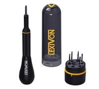LEXIVON Mini set di cacciaviti di precisione, alluminio anodizzato, sei | Torx T5 T6, Phillips PH000 PH00 PH0, scanalato 2.0, porta punte magnetico in terre rare, tappo a rotazione libera