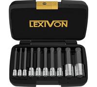 LEXIVON Set di Bussole per Punte Scanalate Quadre Triple XZN, Extra Lunghe da 4 pollici | 10 pezzi Stile Europeo M4 - M18, Acciaio Legato S2 Premium | Custodia di Archiviazione Migliorata (LX-145L)