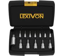 LEXIVON Set di Chiavi a Bussola con Punta Esagonale per Chiave Dinamometrica, Chiave a Cricchetto e Avvitatore a Batteria, 13 pezzi Metrici 2 mm - 14 mm, in Lega di Acciaio S2, in Valigetta (LX-141)