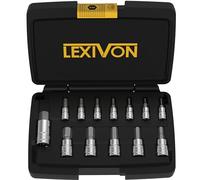 LEXIVON Set di chiavi a bussola con punta SAE, per chiave dinamometrica, chiave a cricchetto e avvitatore a batteria, 13 pezzi da SAE 5/64” a 9/16”, in lega di acciaio S2, in valigetta (LX-142)
