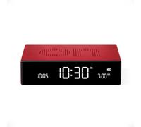 Lexon Flip Premium Digital Alarm Clock - Rechargeable Desk Clock with On/Off Faces - Snooze function, Pure VA LCD display, Touch & Sound Sensor, Aluminum - Red