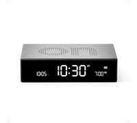 Lexon Flip Premium Digital Alarm Clock - Rechargeable Desk Clock with On/Off Faces - Snooze function, Pure VA LCD display, Touch & Sound Sensor, Aluminum - Silver