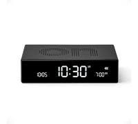 Lexon Flip Premium Digital Alarm Clock - Rechargeable Desk Clock with On/Off Faces - Snooze function, Pure VA LCD display, Touch & Sound Sensor, Aluminum - Black