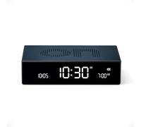 Lexon Flip Premium Digital Alarm Clock - Rechargeable Desk Clock with On/Off Faces - Snooze function, Pure VA LCD display, Touch & Sound Sensor, Aluminum - Blue