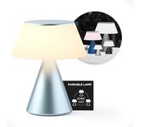 Lexon LUMA L Lampada da comodino sensibile al tocco, luce notturna senza fili con funzione di dimmer e sincronizzazione multi-lampada, 9 colori LED, ricaricabile, custodia in alluminio - Blu chiaro