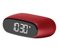 Lexon MINUT - Mini sveglia compatta con display LCD VA Pure Black, controllo touch, funzione snooze e retroilluminazione, batteria ricaricabile, finitura in alluminio - rosso scuro