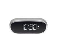 Lexon MINUT - Mini sveglia compatta con display LCD VA Pure Black, controllo touch, funzione snooze e retroilluminazione, batteria ricaricabile, finitura alluminio - alluminio