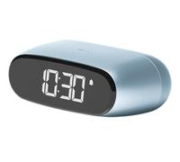 Lexon MINUT - Mini sveglia compatta con display LCD VA Pure Black, controllo touch, funzione snooze e retroilluminazione, batteria ricaricabile, finitura in alluminio, colore: blu chiaro