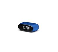 Lexon MINUT - Mini sveglia compatta con display LCD VA Pure Black, controllo touch, funzione Snooze e retroilluminazione, batteria ricaricabile, finitura in alluminio - blu