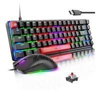 LexonElec 65% Kit Mouse E Tastiera Pc Meccanica Gaming Keyboard Con Filo Retroilluminata Red Switch 12000 DPI Honeycomb Traspirante RGB LED USB Type C Staccabile QWERTY Per Gamer Windows Mac