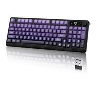 LexonElec M96 Tastiera da Gioco Wireless, Dual Mode-2.4G e BT5.0, Tastiera Semi-meccanica Membrana al 90% con Display e Knob, Copritasto Sfumati PBT 94 Tasti, Rainbow Backlit, 3000mAh - Viola