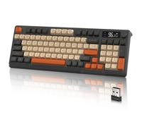 LexonElec M96 Tastiera da Gioco Wireless, Dual Mode-2.4G e BT5.0, Tastiera Semi-meccanica Membrana al 90% con Display e Knob, Copritasto PBT a 94 Tasti Rainbow Backlit, 3000mAh Ricaricabile - Grigio