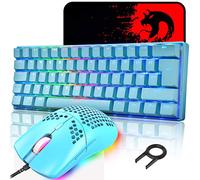 LexonElec MK21 Set Mouse con Tastiera Meccanica al 60% Wired, UK Layout 62 Tasti Tastiera da Gioco Backlit Chroma RGB + 6400DPI Mouse Ultraleggero + Mouse Pad Per PS4, Xbox, PC - Blue Switch/Blu