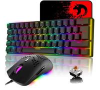 LexonElec MK21 Set Mouse con Tastiera Meccanica al 60% Wired, UK Layout 62 Tasti Tastiera da Gioco Backlit Chroma RGB + 6400DPI Mouse Ultraleggero + Mouse Pad Per PS4, Xbox, PC - Brown Switch/Nero