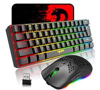LexonElec Tastiera da gioco compatta 61 tasti, 5.0 Wireless/2.4G USB Wired | Ricaricabile, RGB LED Retroilluminazione Effetti Anti-ghosting Tasti Wireless Usb Gaming Mouse 750mAh Leggero con PC