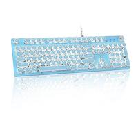 LexonElec Tastiera Meccanica da Gioco Con Cavo USB, Interruttore Blu, Retroilluminazione a LED Bianco, Anti-Ghosting a 104 Tasti + Mouse Ottico 2400 DPI 6 Pulsanti