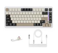 LexonElec X ATTACK SHARK M86 Pro Tastiera meccanica wireless, BT/2.4G/cablata, 4000 mAh, interruttore lineare sostituibile a caldo, tasti PBT, QWERTY, tastiera RGB con cavo a spirale. (Bianco)