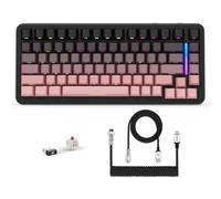 LexonElec X ATTACK SHARK M86 Pro Tastiera meccanica wireless, BT/2.4G/cablata, 4000 mAh, interruttore lineare sostituibile a caldo, tasti PBT, QWERTY, tastiera RGB con cavo a spirale. (Nero Rosa)
