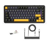 LexonElec X ATTACK SHARK M86 Pro Tastiera meccanica wireless, BT/2.4G/cablata, 4000 mAh, interruttore lineare sostituibile a caldo, tasti PBT, QWERTY, tastiera RGB con cavo a spirale. (Nero)