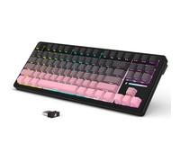 LexonElec x ATTACK SHARK M87 Tastiera da Gioco Wireless 75%, BT5.0/2,4GHz/Cablata, 27 RGB Backlit, Tastiera Meccanica TKL, Hot-swap Linear Switch, QWERTY Copritasti PBT con Stampa Sfumato-Nero/Rosa