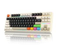 LexonElec X Attack Shark X87 - Tastiera da gioco senza fili BT/2.4G/Cablato, hot-swap, lineare, con stampa laterale, struttura di guarnizione, RGB (multicolore bianco)