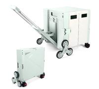 LexonElec x SELORSS Carrello della Spesa Pieghevole con Ruote Saliscale, Manico Telescopico Regolabile in Alluminio e Coperchio, Scatola Utile Pieghevole, Carrello Portatile, 90KG/76L - Verde Bianco