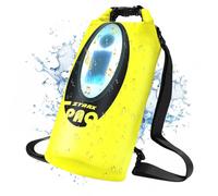 LexonElec x ZTARX Borsa Stagna Impermeabile, Sacca Stagna Roll Top da 10 Litri con Ricarica Solare e Altoparlante Bluetooth e Luce LED, Zaino Galleggiante, Kayak, Arrampicata, Mare-Giallo fluorescente
