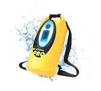 LexonElec x ZTARX Borsa Stagna Impermeabile, Sacca Stagna Roll Top da 10 Litri con Ricarica Solare e Altoparlante Bluetooth e Luce LED, Zaino Galleggiante, Kayak, Arrampicata, Campeggio, Mare - Yellow