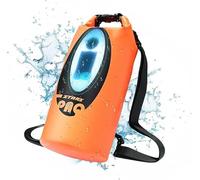 LexonElec x ZTARX Borsa Stagna Impermeabile, Sacca Stagna Roll Top da 20 Litri con Ricarica Solare e Altoparlante Bluetooth e Luce LED, Zaino Galleggiante, Kayak, Arrampicata, Campeggio, Mare-Orange