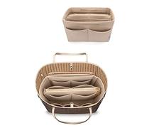 LEXSION Inserto organizer per borsa in feltro con cerniera, borsa tote Shaper Fit Speedy Neverful PM MM, 1-Beige, L