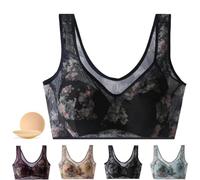 LexTex Elle Bloom Bras for Women,Ice Silk Lace Cooling Comfort Bra,Anti Sagging Bras for Older Women(1pc Black,3L(95-115))