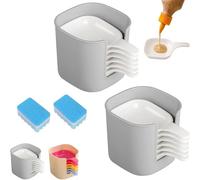 LexTex Set Di Piatti E Porta Salse for La Cucina, 6 Mini Ciotole for Salse Con Manico, Piatti in Plastica for Ketchup, Salsa Di Soia, Barbecue E Cene Di Festa(2Set Gray)