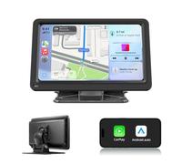 LEXXSON Display CarPortatile da 7 Pollici con CarPlay Wireless e Android Auto, Mirror Link, Schermo Touch IPS, Modalità Giorno/Notte, Bluetooth/Trasmettitore FM/AUX, per Veicoli 12-24V