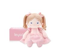 LeyaDoll Bambola Morbida 30 cm, Regalo 1 Anno Bambina, Battesimo e Natale | Scatola regalo rosa inclusa, morbida compagna della nanna, viso ricamato, tessuto soffice e lavabile in lavatrice.