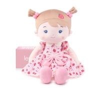 LeyaDoll Bambola morbida giocattolo (40 cm), la mia prima bambola di stoffa per bambine di 1 anno, regalo di compleanno, bambino strawberry