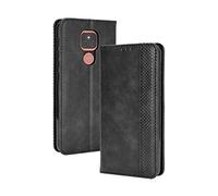 LEYAN Cover per Motorola Moto E7 Plus, Custodia Folio in Pelle Flip Wallet Libro Case con Portafoglio, Premium PU/TPU Magnetica Cover con Supporto di Stand/Carte Slot (Nero)