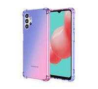 LEYAN Cover per Samsung Galaxy A32 5G, Silicone TPU a Gradiente Colori Custodia, Soft Rubber Protettiva Case, Antiurto Antiscivolo Protezione Shell, Blu/Rosa