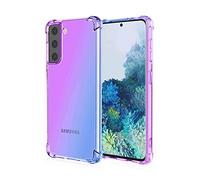 LEYAN Cover per Samsung Galaxy S21 Plus 5G (Samsung Galaxy S21+ 5G), Silicone TPU a Gradiente Colori Custodia, Soft Rubber Protettiva Case, Antiurto Antiscivolo Protezione Shell, Viola/Blu