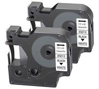 LEYF 2 nastri per etichette, compatibili con Dymo D1 45013 S0720530, 12 mm x 7 mm, per Dymo LabelManager 160 280 210D 360D 420P 500TS Labelpoint 250 150 450 Duo, impermeabile, nero su bianco