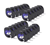 LEYF 24 nastri per etichette, compatibili con Dymo 91200, 12 mm x 4 mm, per Dymo LetraTag LT-100H, LT-100H Plus, LT-100T, LT-100T Plus, 2000, QX50, XM, XR, impermeabile, nero su bianco