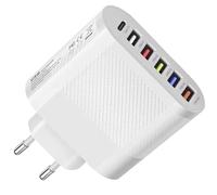 Leyf 65 W USB C USB A 6 in 1, alimentatore a 6 porte, adattatore per tutti i modelli di cellulari e tablet, iPhone iPad Samsung Galaxy, Xiaomi, Huawei, Steam Deck, spina di ricarica, spina di