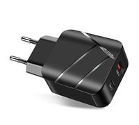 Leyf Caricatore USB A tipo C 2 in 1 da 28 W, alimentatore a 2 porte, compatibile con tutti i modelli di cellulari e tablet, QC 3.0, caricatore rapido per iPhone, iPad, Samsung Galaxy Xiaomi Huawei,