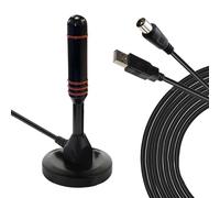 LEYF HD-Line & HD-990T Antenna TV İt, High Gain VHF-UVF-FM DVB-T2 Decoder TNT HD Terres/Antenna a base magnetica portatile per una potente ricezione del segnale TV, 3m cavo