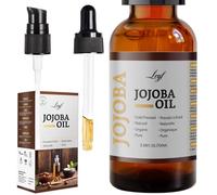 Leyf Olio di jojoba biologico 100 ml, 100% puro, vegano, corpo, capelli, viso, unghie, bottiglia di vetro + pipetta di vetro + pompa, idratante, dispenser di cibo, olio per il corpo rassodante