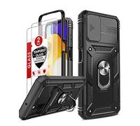LeYi 360 - Custodia per Samsung A03s con custodia per fotocamera scorrevole + 2 confezioni di protezione per schermo in vetro temperato, per Samsung A03s, colore: Nero